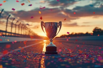 Winner's Trophy on Racing Track
