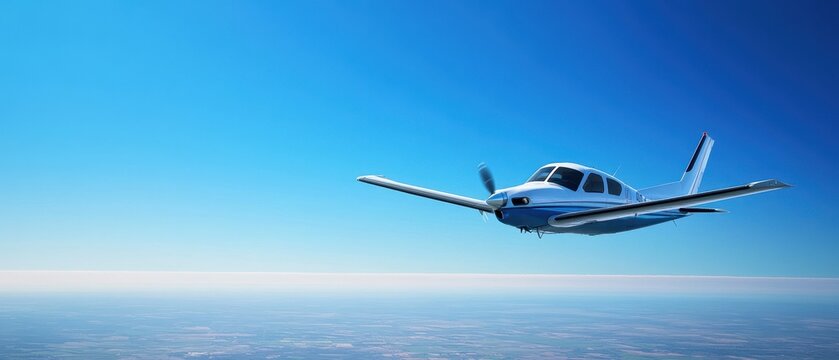 Aircraft flying in clear blue sky during daytime over landscape