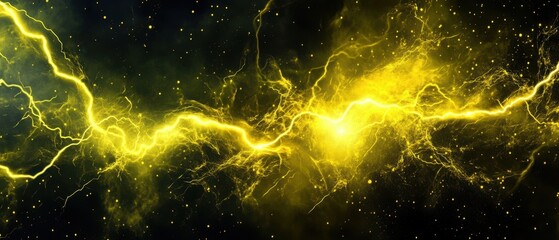 Stunning Yellow Lightning Bolt Across a Dark Starry Background