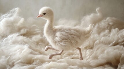 Art Handcrafted Felt Scene Fluffy Textured Soft Tones