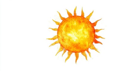 Glowing orange sun isolated on white background