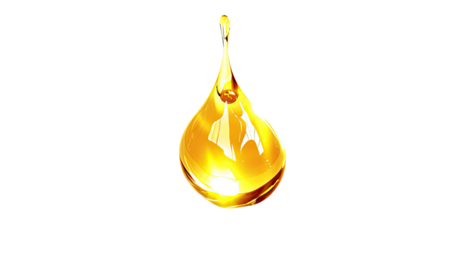 Golden Essence: A photorealistic capture of a drop of golden liquid, showcasing its luminous texture and graceful form.