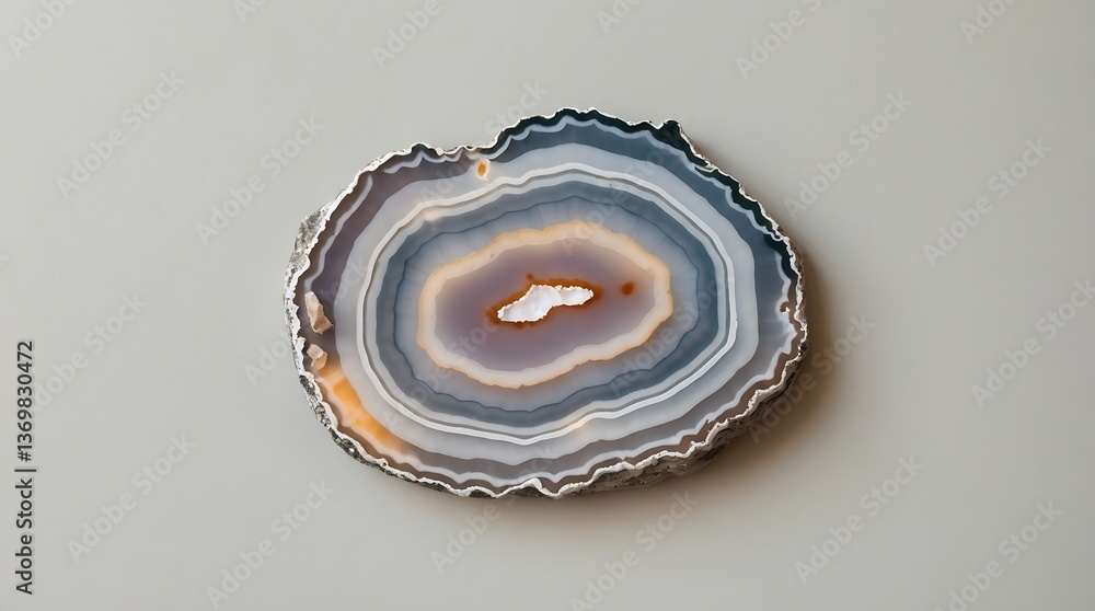 Poster layers of agate showcasing unique patterns and colors in a natural stone piece