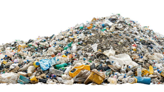 A Mountain of Waste: A stark depiction of a massive pile of waste, showcasing the impact of consumerism and the urgent need for environmental responsibility.