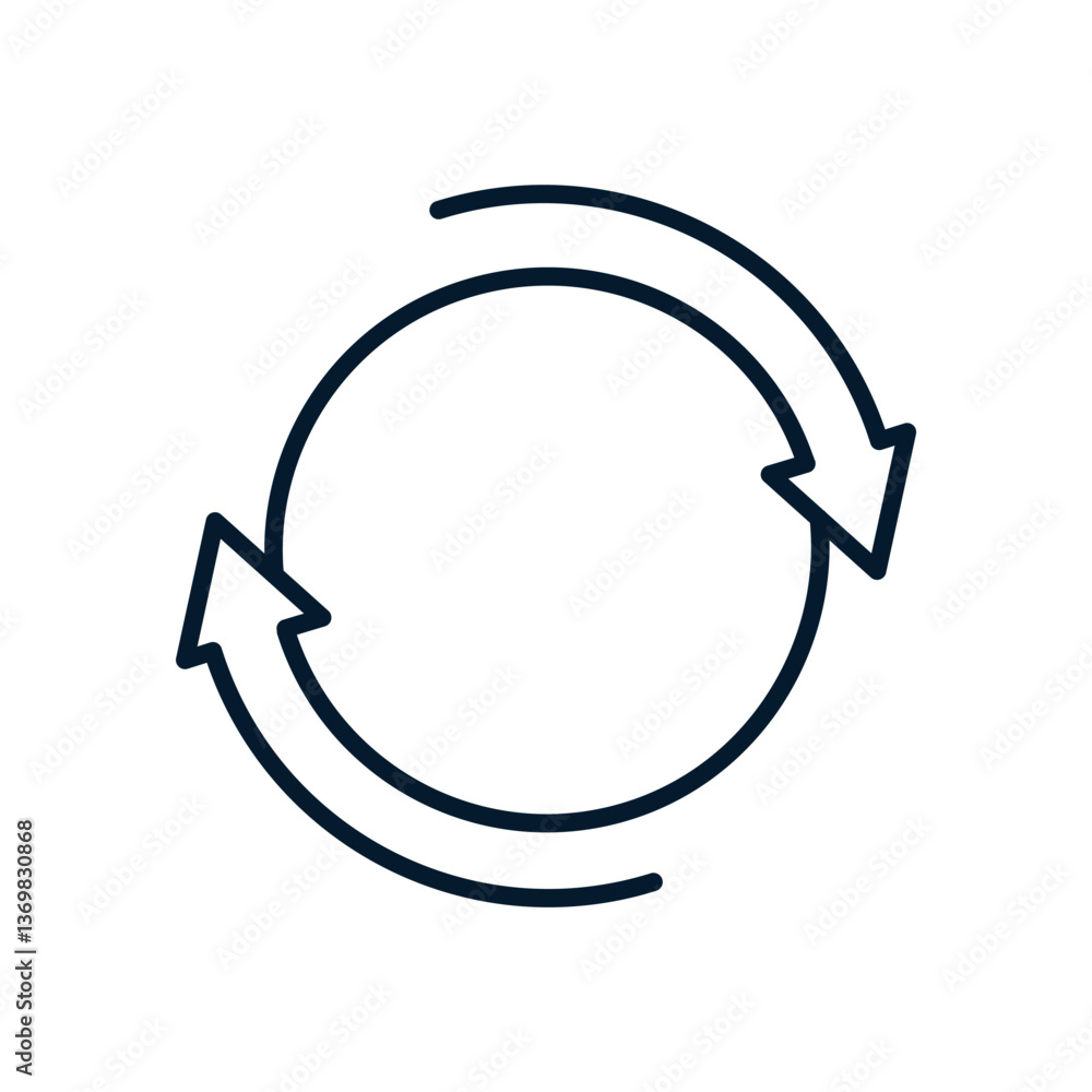 Aufkleber double arrow in a circle. vector linear icon isolated on white background.