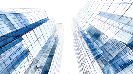 Modern Architectural Marvel: A stunning view of sleek, modern skyscrapers reaching towards the sky, showcasing the grandeur of urban architecture.