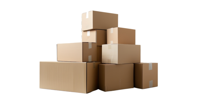 Shipping Boxes Ready: A stacked arrangement of sturdy cardboard boxes, perfectly presented for delivery or storage, portraying the essential elements of logistics and transportation.