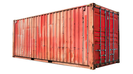 Fototapeta premium Rusty Red Container: A weathered, red shipping container, hinting at a life of global travel and the stories etched upon its metallic surface. It's a testament to the world's trade and transport.