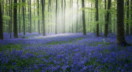 Stunning Bluebell Forest Floor In Springtime