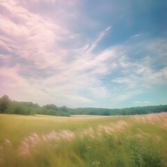 Obraz premium Serene Field Underneath a Pastel Sky
