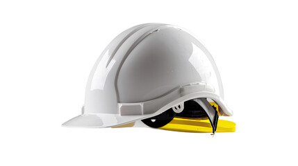 Fototapeta premium Protective Headgear: A white safety helmet, meticulously crafted to safeguard against potential workplace hazards.