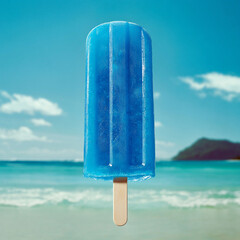 Blue Popsicle on Pink Background – Minimal Summer Dessert Concept""Refreshing Blueberry Ice Pop on Colorful Background – Summer Snack Idea"
