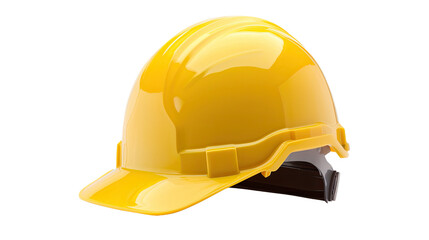 Fototapeta premium Protection First: A vibrant yellow safety helmet, a symbol of protection and safety, sits isolated, embodying the essence of construction and industrial security. 