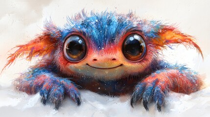 Colorful Furry Creature Smiling in Snow of excellence in splendor beyond compare with grace.