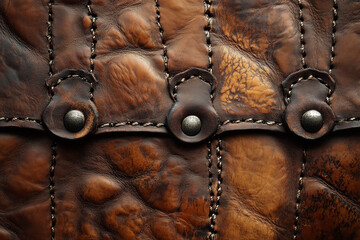 Texture de cuir patiné avec des coutures argentées