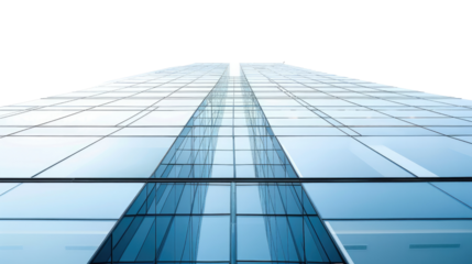 Skyward Gaze: A modern skyscraper, a testament to urban design, stretches majestically towards the sky, its glass facade reflecting the surrounding environment.