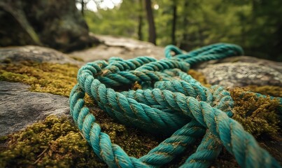 Fototapeta premium rope with forest green, rugged outdoor use, Generative AI