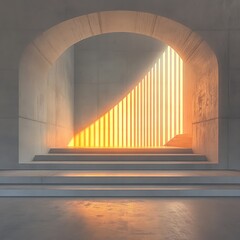 Fototapeta premium Sunlit Archway Staircase Ascent.