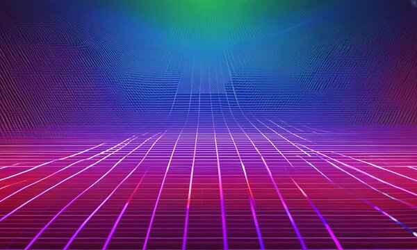 Colorful background with grid pattern in the middle. Vertical looped animation