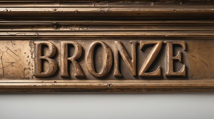 Detailed bronze typography showcases unique texture and craftsmanship in indoor setting