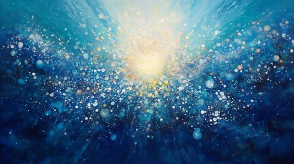 Fototapeta premium Abstract underwater sunlight painting with blue hues and bokeh effect for backgrounds