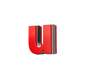 Vibrant Red Small Letter u Gleams With Its Sleek Metallic Design With Sharp Edges 3D Illustration