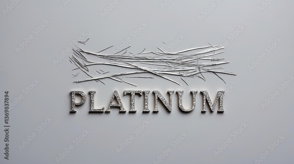 Poster platinum typography design featuring intricate textures on a smooth backdrop