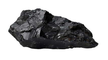 Obraz premium The Glimmering Coal: A rough chunk of dark and lustrous coal, offering a textured glimpse into the Earth's depths. The mineral's deep black hue contrasts vividly.