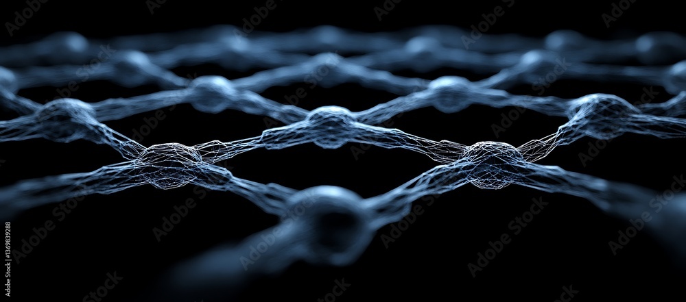 Poster detailed abstract depiction of a connected microscopic network structure
