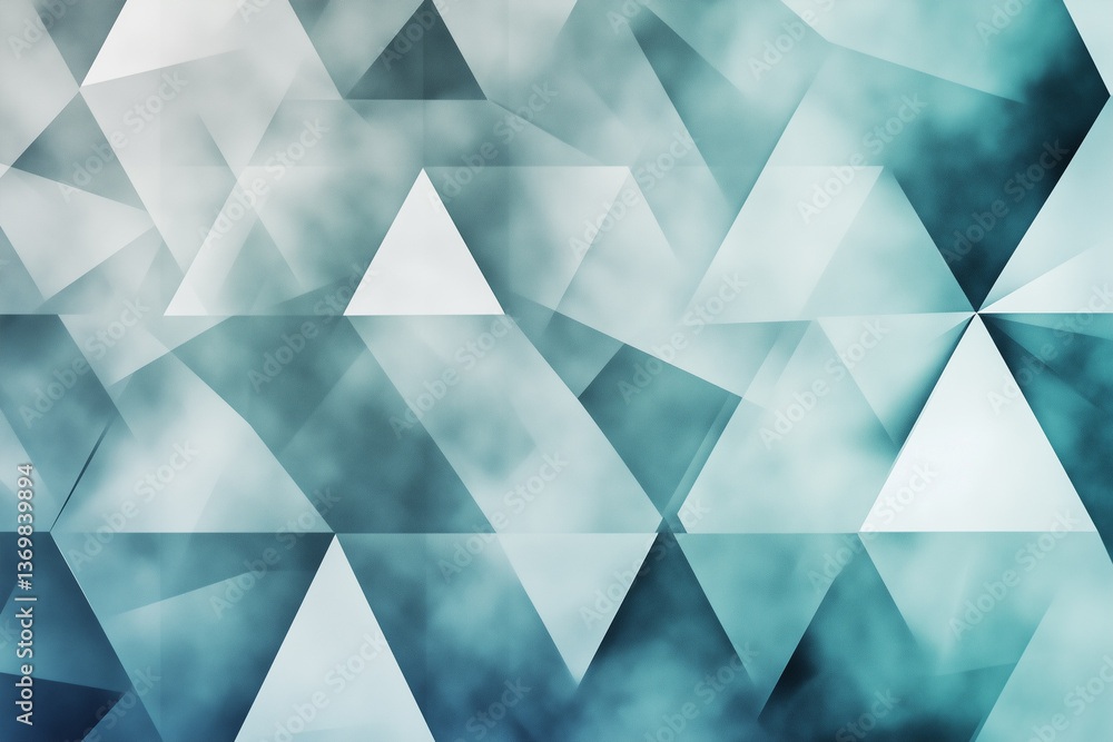 Poster abstract triangle pattern with soft blue hues and geometric design