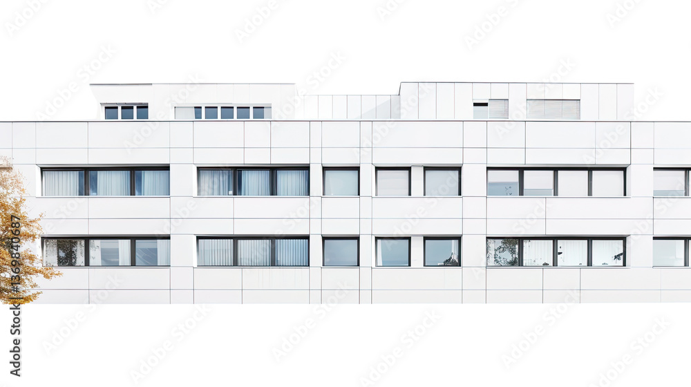 Aufkleber architectural elegance: a modern architectural facade of a building with clean lines and a minimalis