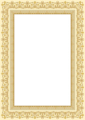 Vintage gold frame, abstract gold pattern, luxury photo frame