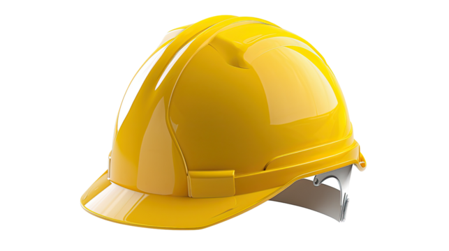 Safety First: A vibrant, yellow construction helmet stands out against the background, showcasing essential safety gear.