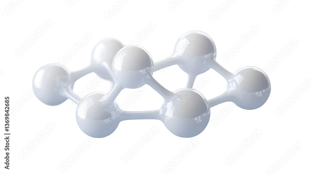 Poster white molecule structure 3d render icon isolated on transparent background cutout