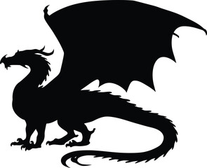Mythical Dragon Silhouette Vector Art