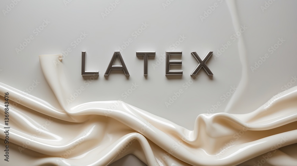 Aufkleber smooth latex typography displayed on a soft, crumpled surface with a neutral color palette