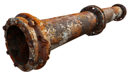 Rusty Pipe's Industrial Texture: An up-close perspective showcasing a section of rusted pipe, highlighting the industrial texture, corrosion, and weathered details, implying a sense of age, decay.