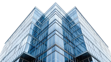 Architectural Marvel: A contemporary skyscraper, with its glass facade reflecting the sky, reaching skyward, symbolizes modernity, business, and innovation.