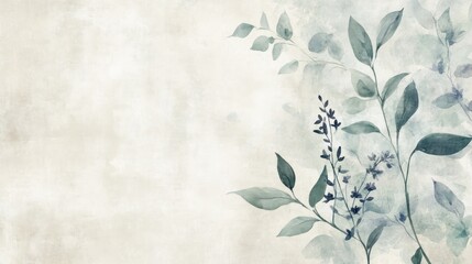Delicate Floral Branches on Beige Background