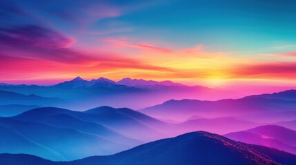 Obraz premium Vibrant Sunset Over Majestic Mountains