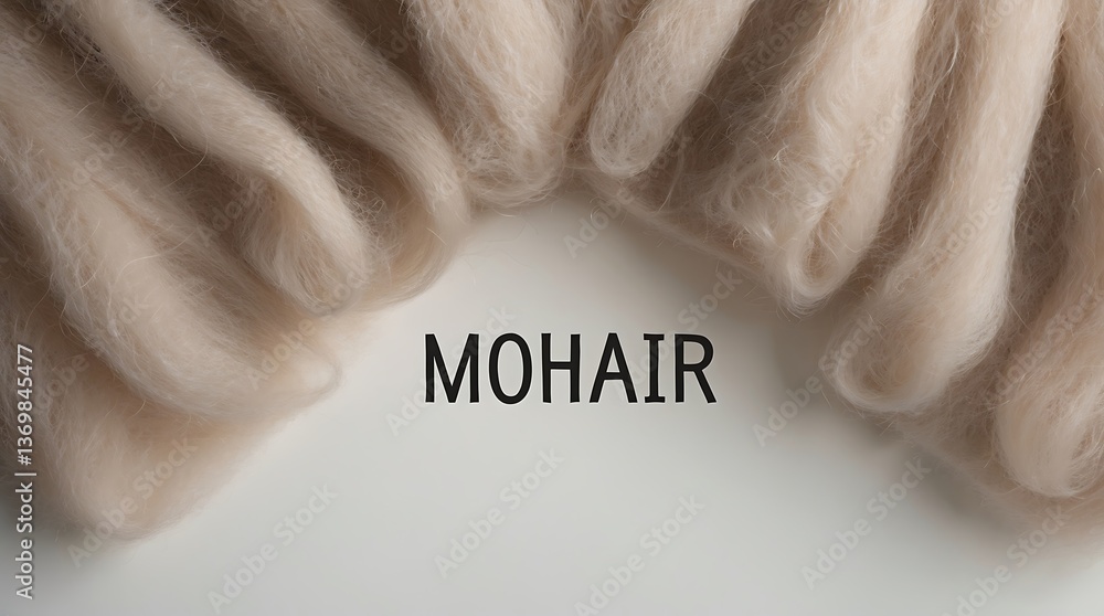 Poster soft mohair fibers display intricate texture alongside clear typography