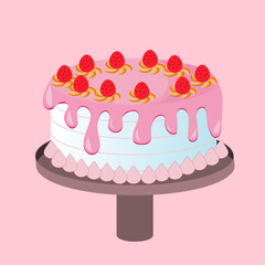 Cake  illustration.  Vector illustration . Sweet . Cute. Birthday cake. Cute cake. 