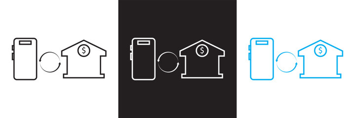 Electronic bank icon. Vector illustration. isolated on white and black background. EPS 10