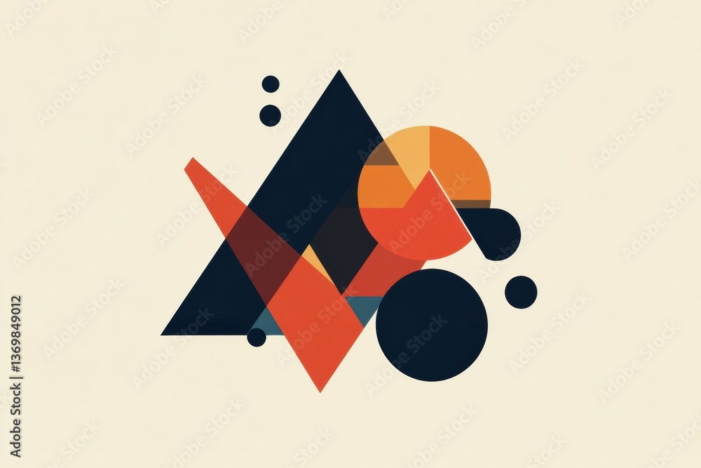 Poster Dynamic geometric logo design featuring abstract triangles and circles in a modern stylish color palette
