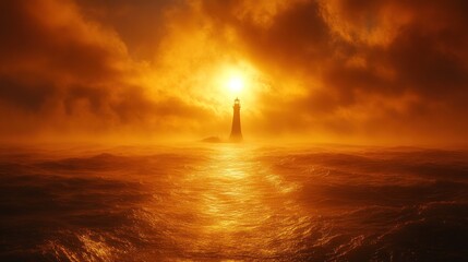 Lighthouse Sunset: A Beacon of Hope Amidst the Stormy Sea