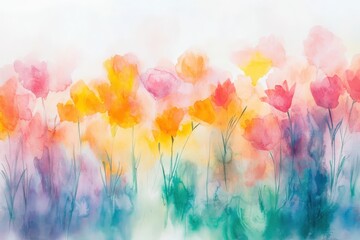 Obraz premium A watercolor painting of colorful flowers on a white background