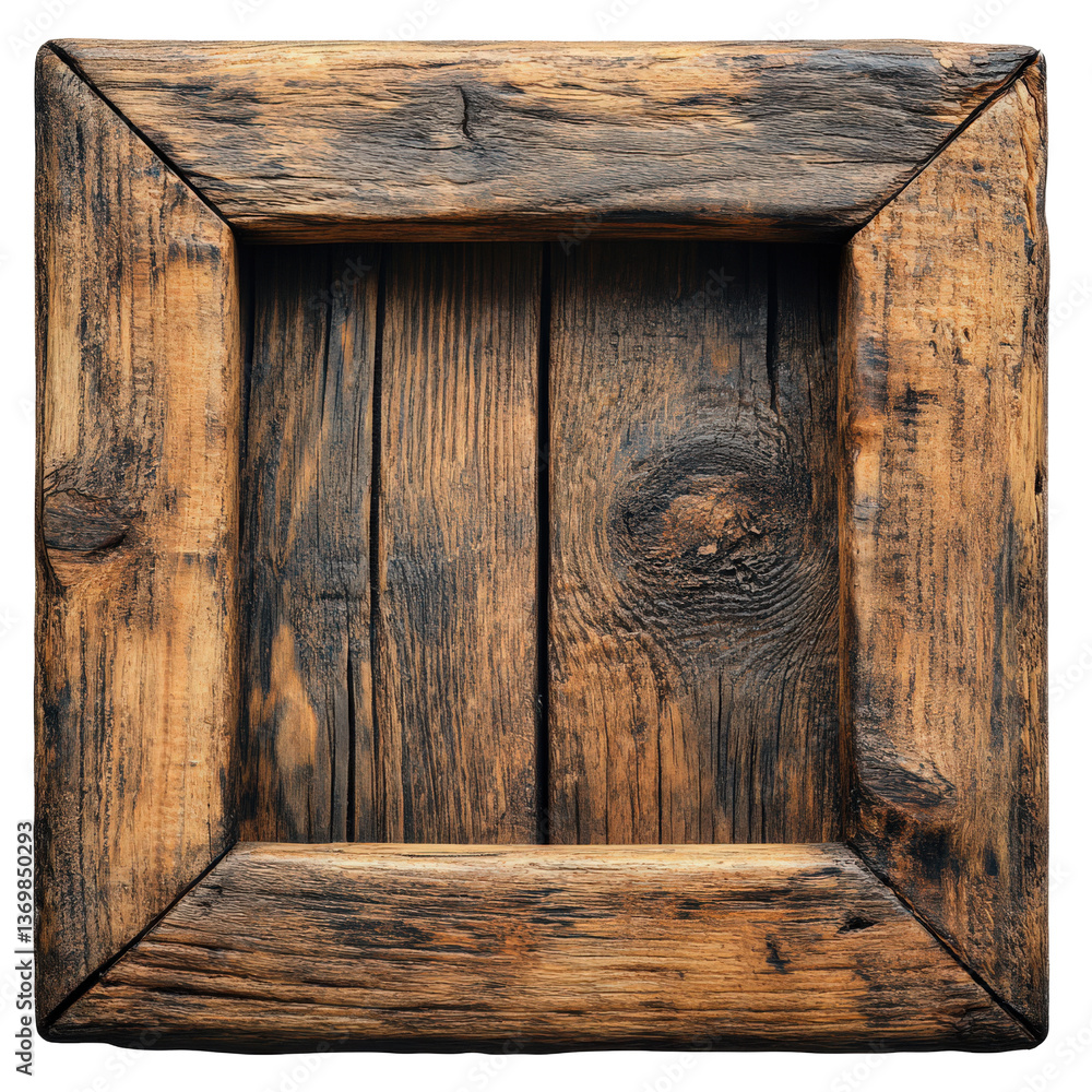 Poster rustic wooden frame crafted from aged timber with distinctive grain patterns
