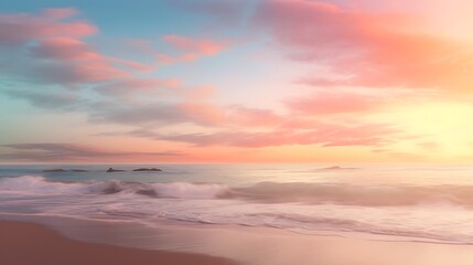 Obraz premium Serene Coastal Sunset Soft Pastel Hues