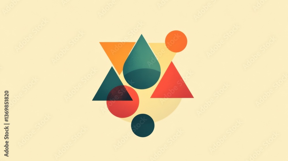 Leinwandbilder Dynamic geometric logo design featuring triangles and circles in a modern style with a vibrant color palette and clean lines