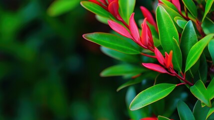 Obraz premium Vibrant Green and Red Leaf Composition